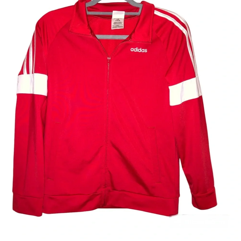 Adidas‎ Big Boys Track Jacket Red White Size Large